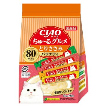 いなば CIAO ちゃおちゅ～る とりささみグルメバラエティ 猫用 14g×80本
