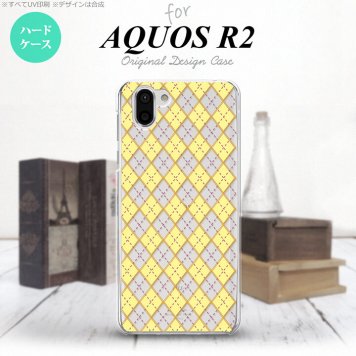AQUOS R2 アクオス アール2 SH-03K SHV42 専用 スマホケース カバー ハードケース アーガイル クリア×黄 nk-r2-1406[スマホ,スマホケース,スマホカバー,ケース,カバー,ジャケット]