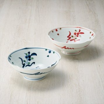 波佐見焼 万歴 手描き6寸多用鉢ペア　 20594  内祝 内祝い お祝 御祝 記念品 出産内祝い プレゼント 快気祝い 粗供養 引出物