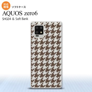 SHG04 SHG04 ZERO6 AQUOS zero6 スマホケース ソフトケース 千鳥 格子 大 茶 クリア メンズ レディース nk-zero6-tp927