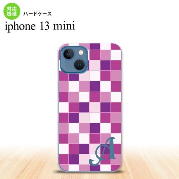 iPhone13mini iPhone13 mini ケース ハードケース スクエア モザイク 紫 +アルファベット  nk-i13m-1019i