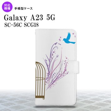 Galaxy A23 GalaxyA23 手帳型スマホケース カバー 青い鳥 紫 2022年 10月発売 nk-004s-a23-dr1292