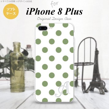 【iPhone8Plus】【スマホケース/スマホカバー】【アイフォン8プラス】iPhone8Plus スマホケース ケース アイフォン8プラス イニシャル ドット・水玉 白×緑 nk-ip8p-tp108ini【メール便送料無料】