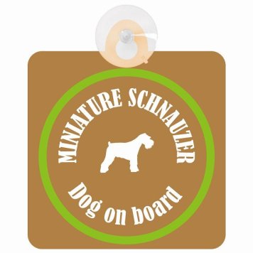 Miniature Schnauzer ミニチュアシュナウザー ブラウン＆グリーン 車 窓ガラス 吸盤タイプ DOG IN CAR かっこいい おしゃれ 犬 シルエット アメ雑風 カラフル ドッグインカー ドッグオンボード 安全対策 セーフティサイン デコ 外出 ドライブ カーサイン 吸盤