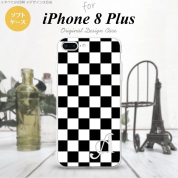 【iPhone8Plus】【スマホケース/スマホカバー】【アイフォン8プラス】iPhone8Plus スマホケース ケース アイフォン8プラス イニシャル スクエア 黒×白 nk-ip8p-tp131ini【メール便送料無料】