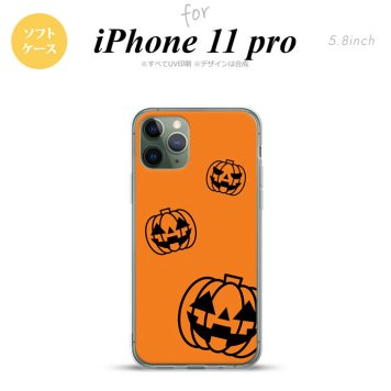 iPhone11Pro iPhone11 Pro スマホケース ソフトケース ハロウィン カボチャスタンプ オレンジ メンズ レディース nk-i11p-tp410
