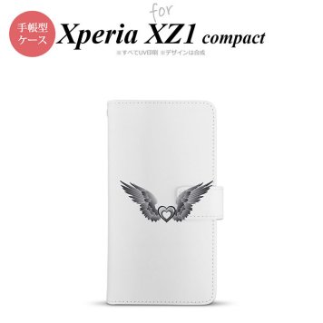 【手帳型 スマホ カバー ケース】【SO02K】【エクスペリア XZ1】手帳型 ケース SO-02K スマホ カバー Xperia XZ1 Compact エクスペリア 翼(ハート) 黒×白 nk-004s-so02k-dr466【メール便送料無料】