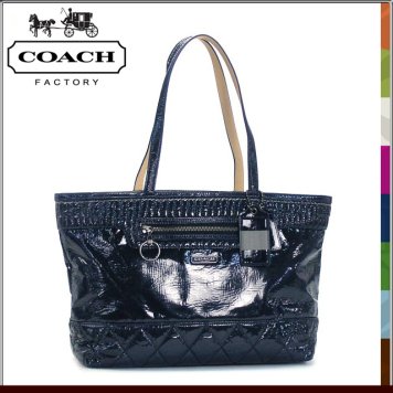 コーチ COACH トートバッグ ポピー リキッド グロス トート QB/コバルト 18674 ショルダーバッグ バッグ COACHアウトレット 【新品・未使用】
