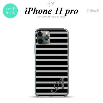 iPhone11Pro iPhone11 Pro スマホケース ハードケース ボーダー 黒 グレー +アルファベット メンズ レディース nk-i11p-705i