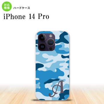 iPhone14 Pro iPhone14 Pro スマホケース 背面ケース ハードケース ウッドランド 迷彩 C 青 +アルファベット 2022年 9月発売 nk-i14p-1154i