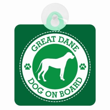 セーフティサイン DOG ON BOARD GREAT DANE グレートデン グリーン 安全運転 車内用 吸盤タイプ 煽り運転対策 収れん火災防止タイプ 安全対策 カーサイン 吸盤 肉球マーク
