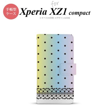 【手帳型 スマホ カバー ケース】【SO02K】【エクスペリア XZ1】手帳型 ケース SO-02K スマホ カバー Xperia XZ1 Compact エクスペリア ドット・レース(A) パステル nk-004s-so02k-dr357【メール便送料無料】