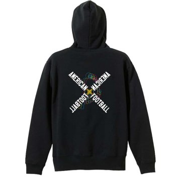 アメフト パーカー プルオーバー メンズ レディース ジュニア 練習着 裏パイル おもしろ 名入れ スウェット おしゃれ キッズ 大きいサイズ 文字入れ無料 「ネオンスタイルのクロスAMERICAN FOOTBALL」 アートワークスコウベ 【送料無料】