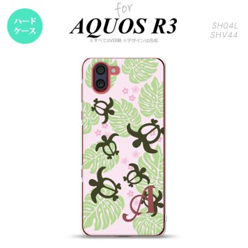 SH-04L SHV44 R3 AQUOS R3 スマホケース カバー ホヌ 小 ピンク +アルファベット nk-r3-1466i