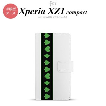 【手帳型 スマホ カバー ケース】【SO02K】【エクスペリア XZ1】手帳型 ケース SO-02K スマホ カバー Xperia XZ1 Compact エクスペリア トランプ(帯) 黒×緑 nk-004s-so02k-dr526【メール便送料無料】