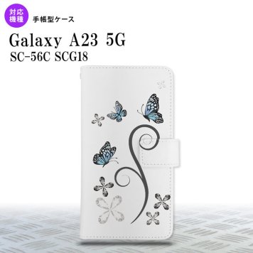 Galaxy A23 GalaxyA23 手帳型スマホケース カバー バタフライ 蝶 黒 2022年 10月発売 nk-004s-a23-dr221