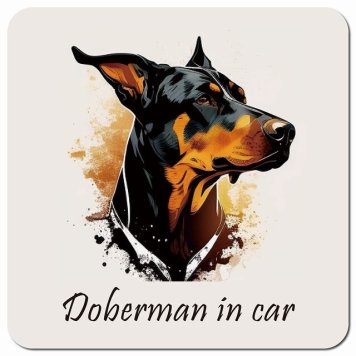 イラスト付 Dog in Car ドーベルマン Bタイプ カーサイン 車 マグネットステッカー 犬 マグネット 強力 13x13cm 正方形 おしゃれ かわいい ドラレコステッカー 安全対策 危険運転 煽り運転 アニマル 動物 犬種別 屋外 防水 屋内