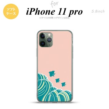 iPhone11Pro iPhone11 Pro スマホケース ソフトケース 波鳥 ピンク メンズ レディース nk-i11p-tp1731