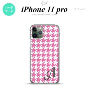 iPhone11Pro iPhone11 Pro スマホケース ハードケース 千鳥 格子 大 ピンク 白 +アルファベット メンズ レディース nk-i11p-917i