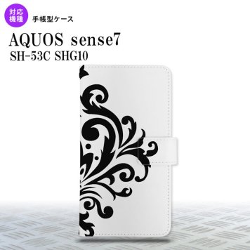 sense7 sense7 手帳型スマホケース カバー ダマスク 黒 2022年 11月発売 nk-004s-sens7-dr1034