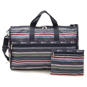 レスポートサック LeSportsac ボストンバッグ 斜めがけバッグ 7185 E124 LARGE WEEKENDER ラージウィークエンダー INDIGO STRIPE ボーダーストライプ柄ネイビー系マルチ