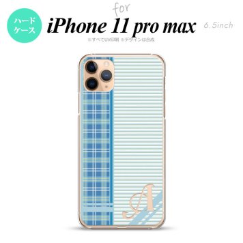 iPhone11ProMax iPhone11pro max スマホケース ハードケース チェック ボーダー 青 +アルファベット メンズ レディース nk-i11pm-1604i