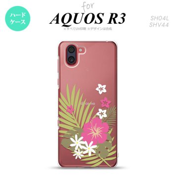 SH-04L SHV44 R3 AQUOS R3 スマホケース カバー ハイビスカス D クリア ピンク nk-r3-1051
