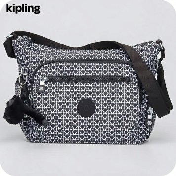 キプリング ショルダーバッグ レディース ブランド Kipling ギャビー S ロゴ ワンポイント 総柄 KI3759-DD2 Signature Print 黒