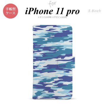 iPhone11Pro iPhone11 Pro 手帳型スマホケース カバー タイガー 迷彩 青  nk-004s-i11p-dr1168