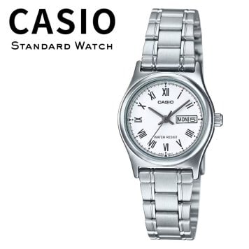 箱なし カシオ 腕時計 レディース CASIO ホワイト シルバー ローマ数字 曜日 日付 カレンダー メタルベルト シンプル 仕事 通勤 海外モデル 逆輸入 プレゼント ギフト 成人 卒業 入学