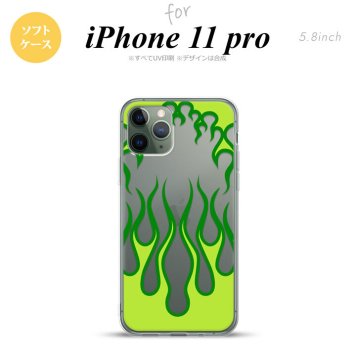 iPhone11Pro iPhone11 Pro スマホケース ソフトケース ファイヤー 炎 クリア 緑 メンズ レディース nk-i11p-tp1315