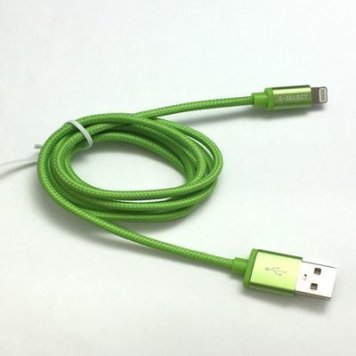 E-SELECT MFI認証ライトニングカラーケーブル (断線しにくいナイロン編みこみタイプ) 1m グリーン ES-LTCB1ANG