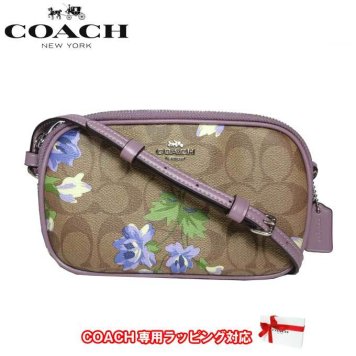 コーチ アウトレット COACH ショルダーバッグ F73007 PVC シグネチャー × フローラル / リリー プリント クロスボディー ポーチ 斜め掛け / ポシェット SVOTK(カーキ×パープルマルチ)【RCP】【楽天カード分割】【レディース】