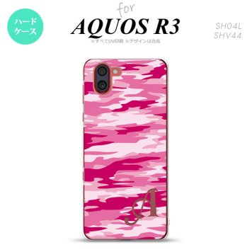 SH-04L SHV44 R3 AQUOS R3 スマホケース カバー タイガー 迷彩 D ピンク +アルファベット nk-r3-1165i