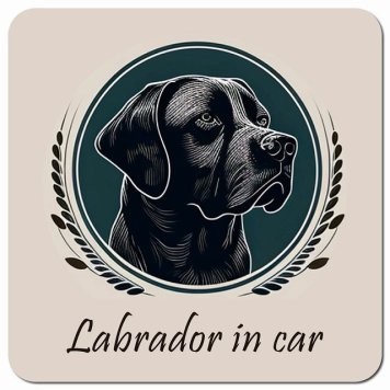 イラスト付 Dog in Car ラブラドール Bタイプ カーサイン 車 マグネットステッカー 犬 マグネット 強力 13x13cm 正方形 おしゃれ かわいい ドラレコステッカー 安全対策 危険運転 煽り運転 アニマル 動物 犬種別 屋外 防水 屋内