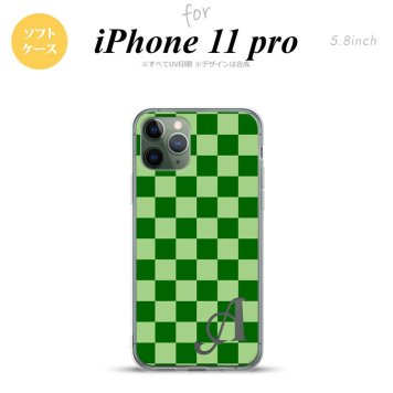 iPhone11Pro iPhone11 Pro スマホケース ソフトケース スクエア 緑 グリーン +アルファベット メンズ レディース nk-i11p-tp771i
