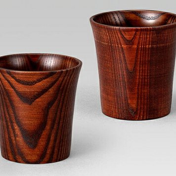 天然木　拭漆カップペア（国内再加工） インテリア 漆器 盆 カタログギフト 景品 粗品