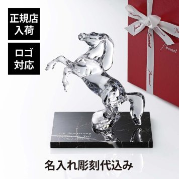 Baccarat バカラ いななく馬 20.1cm・大理石 台座 Lサイズ オリジナルセット 名入れ ギフト プレゼント お祝い 誕生日 記念日 還暦 企業 就任 受賞 名前 刻印 法人 記念品 正規品 開店祝 周年記念 オブジェ 置物 天然大理石 ロゴ対応