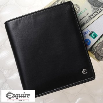 Esquire 縦型 二つ折り財布 小銭入れあり Harry Hochformatborse ブラック