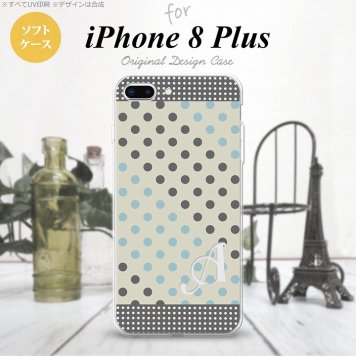 【iPhone8Plus】【スマホケース/スマホカバー】【アイフォン8プラス】iPhone8Plus スマホケース ケース アイフォン8プラス イニシャル ドット・水玉 グレー×青 nk-ip8p-tp1650ini【メール便送料無料】