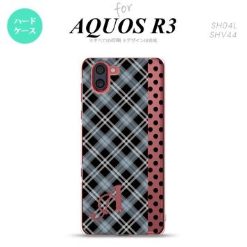 SH-04L SHV44 R3 AQUOS R3 スマホケース カバー タータン ドット 黒 +アルファベット nk-r3-1535i
