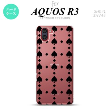 SH-04L SHV44 R3 AQUOS R3 スマホケース カバー トランプ スペード クリア 黒 nk-r3-537