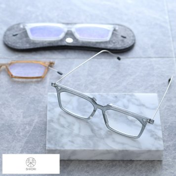 栞 フラットになる 薄い スクエア ブルーライトカットレンズ リーディンググラス 老眼鏡 