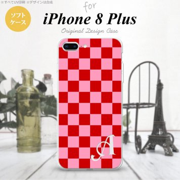 【iPhone8Plus】【スマホケース/スマホカバー】【アイフォン8プラス】iPhone8Plus スマホケース ケース アイフォン8プラス イニシャル スクエア 赤×ピンク nk-ip8p-tp770ini【メール便送料無料】