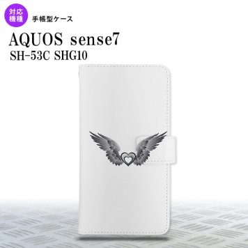sense7 sense7 手帳型スマホケース カバー 黒翼 ハート グレー 2022年 11月発売 nk-004s-sens7-dr466
