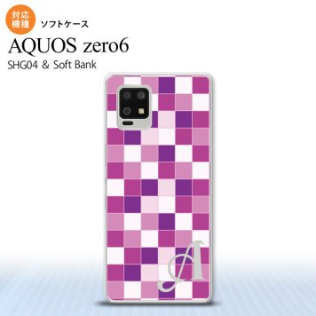 SHG04 SHG04 ZERO6 AQUOS zero6 スマホケース ソフトケース スクエア モザイク 紫 +アルファベット メンズ レディース nk-zero6-tp1019i