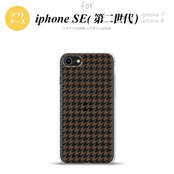 iPhoneSE 2 第二世代 iPhone8&iPhone7 共用 スマホケース 背面カバー ソフトケース 千鳥 格子 小 茶 クリア おしゃれ かわいい かっこいい メンズ レディース nk-ise2-tp912