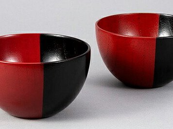 朱と黒　木製ボウルペア インテリア 漆器 盆 カタログギフト 景品 粗品