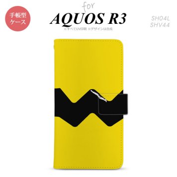SH-04L/SHV44 AQUOS R3 手帳型スマホケース カバー ギザギザ 黄 黒  nk-004s-r3-dr191