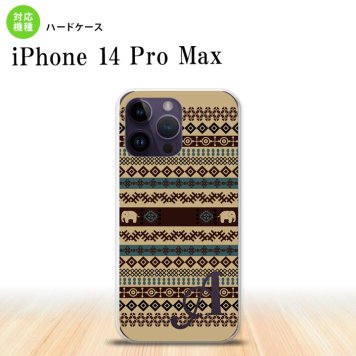 iPhone14 ProMax iPhone14 Pro Max スマホケース 背面ケース ハードケース エスニック ゾウ ベージュ ブルー +アルファベット 2022年 9月発売 nk-i14pm-1572i